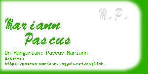 mariann pascus business card